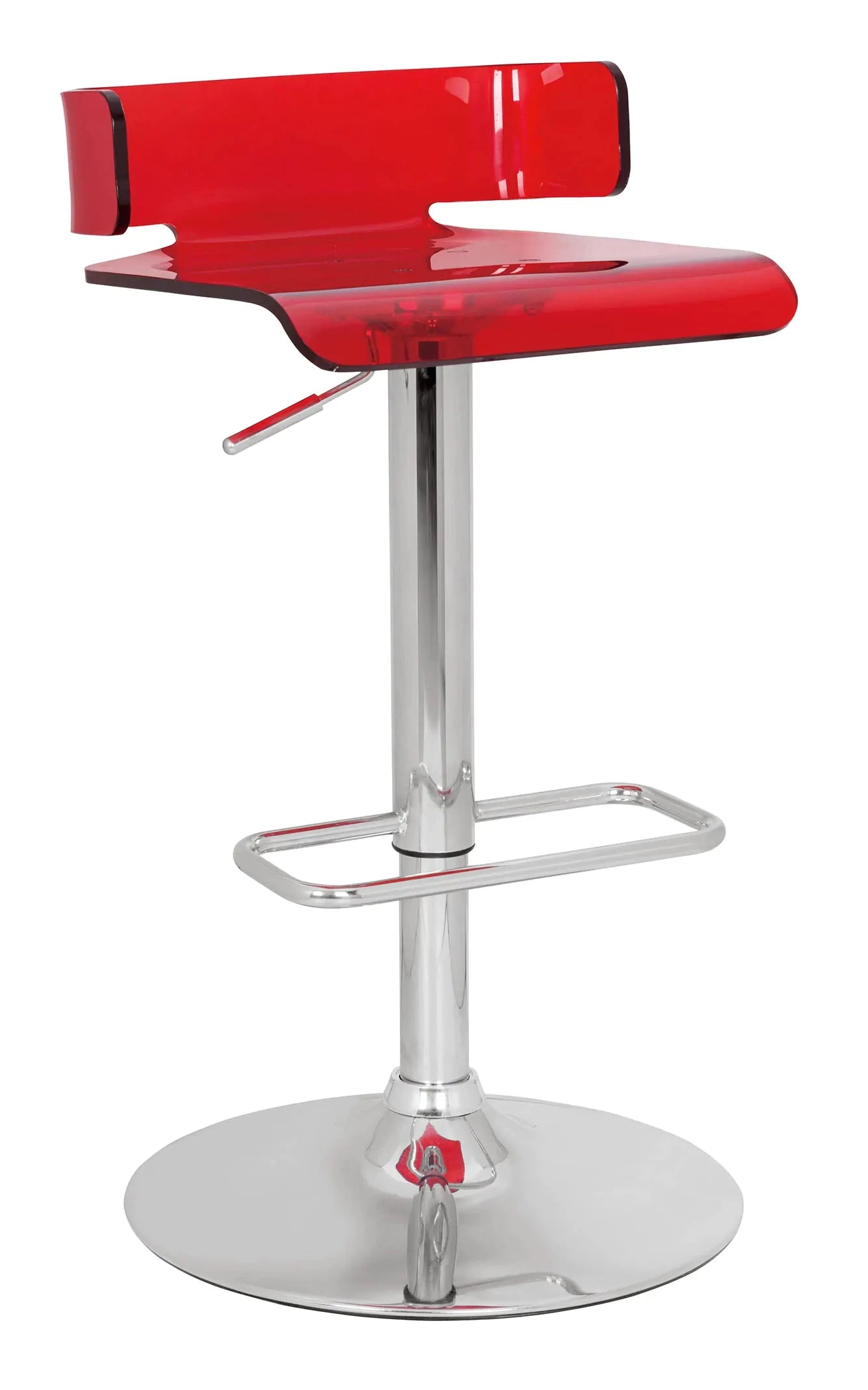 26" Red And Silver Stainless Steel Low back Counter Height Bar Chair With Footrest