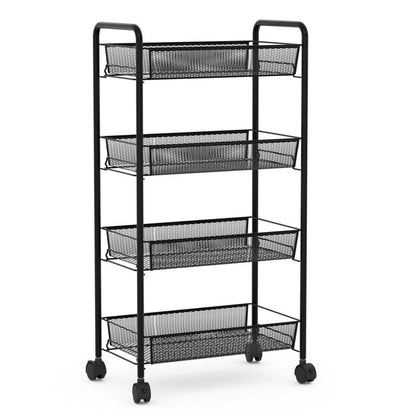 Gray 4 Tier Storage Rack Trolley Cart-Gray - Color: Gray