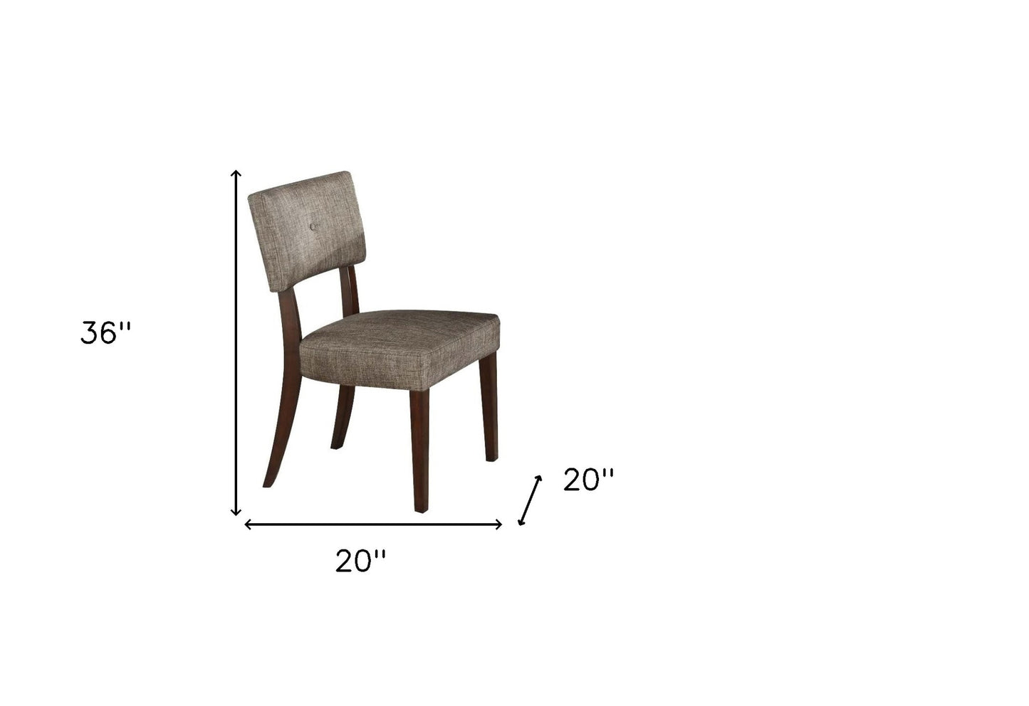 20" X 20" X 36" 2Pc Gray Fabric And Espresso Side Chair