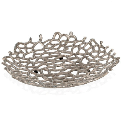 Modern Raw Silver Coral Centerpiece Plate