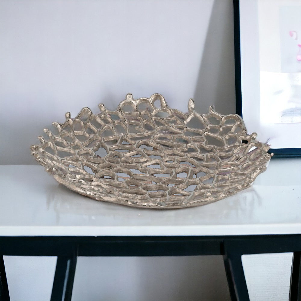 Modern Raw Silver Coral Centerpiece Plate