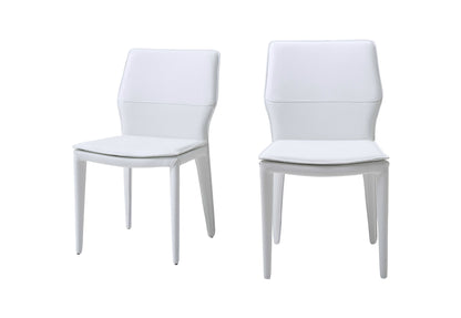 Set Of 2 White Faux Leather Dining Chairs