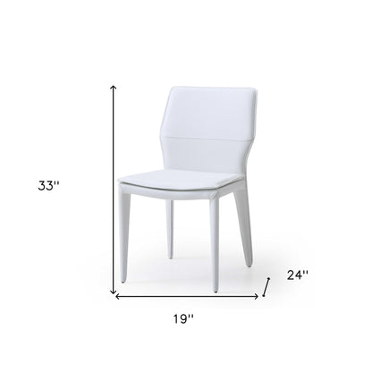 Set Of 2 White Faux Leather Dining Chairs