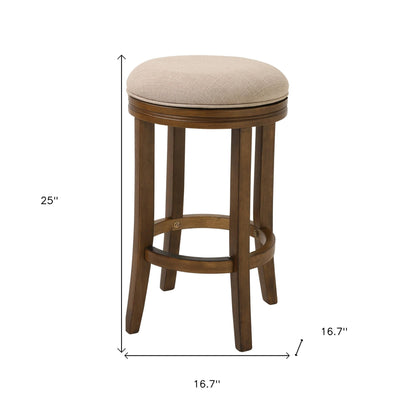 25" Honeysuckle Finished Solid Wood Frame With Cream Fabric Counter Stool