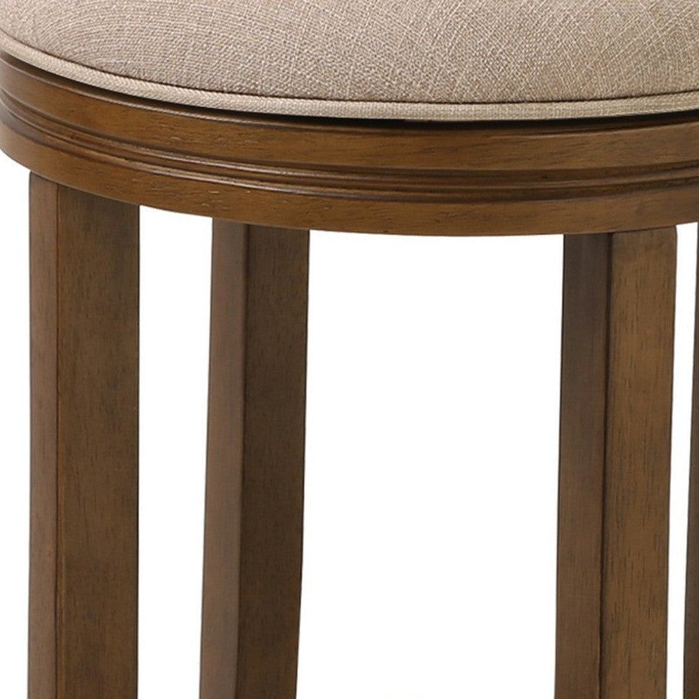 25" Honeysuckle Finished Solid Wood Frame With Cream Fabric Counter Stool