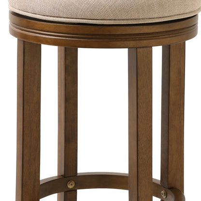 25" Honeysuckle Finished Solid Wood Frame With Cream Fabric Counter Stool