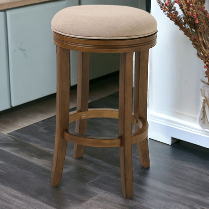 25" Honeysuckle Finished Solid Wood Frame With Cream Fabric Counter Stool