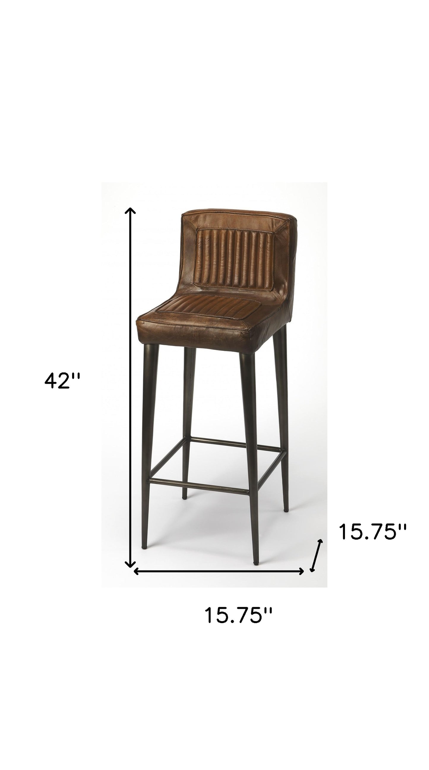 42" Brown And Black Iron Bar Chair With Footrest