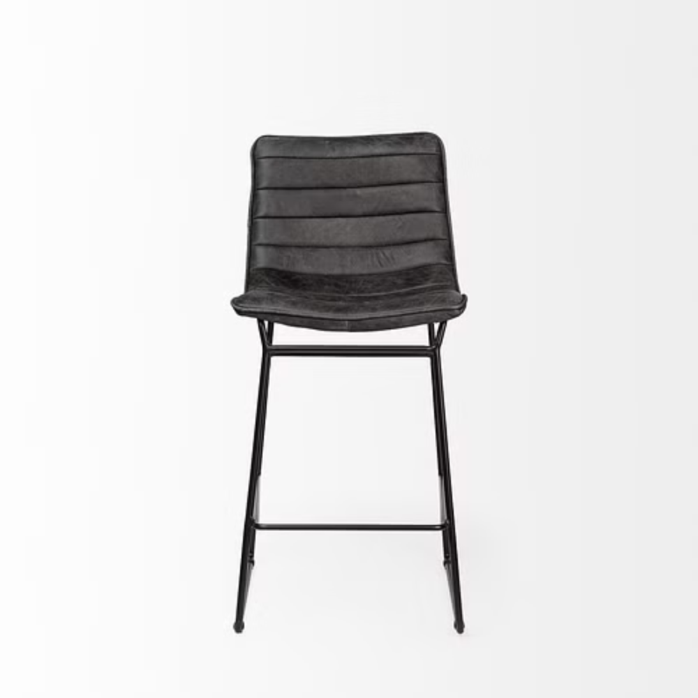 Black Leather Metal Frame Counter Stool