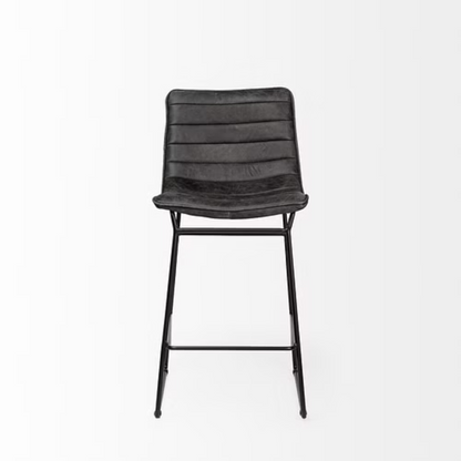 Black Leather Metal Frame Counter Stool