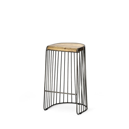 Wood And Metal Wire Design Counter Stool