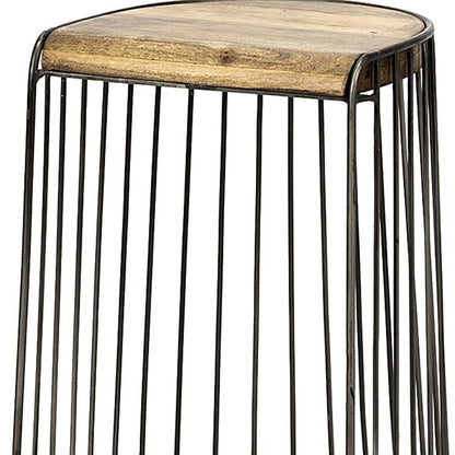 Wood And Metal Wire Design Counter Stool