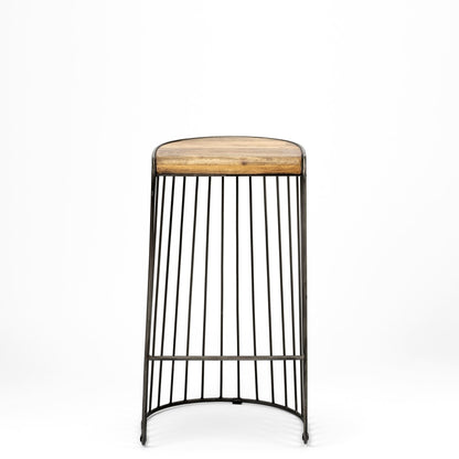 Wood And Metal Wire Design Counter Stool