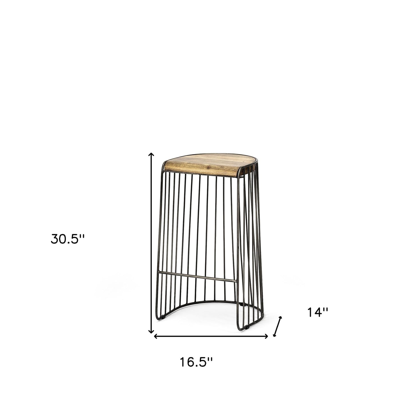 Wood And Metal Wire Design Counter Stool