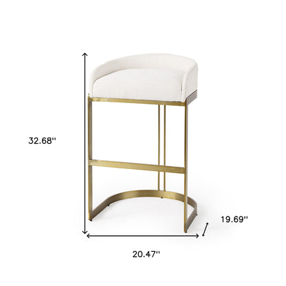 33" Off White And Gold Low Back Bar Stool