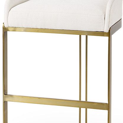 33" Off White And Gold Low Back Bar Stool