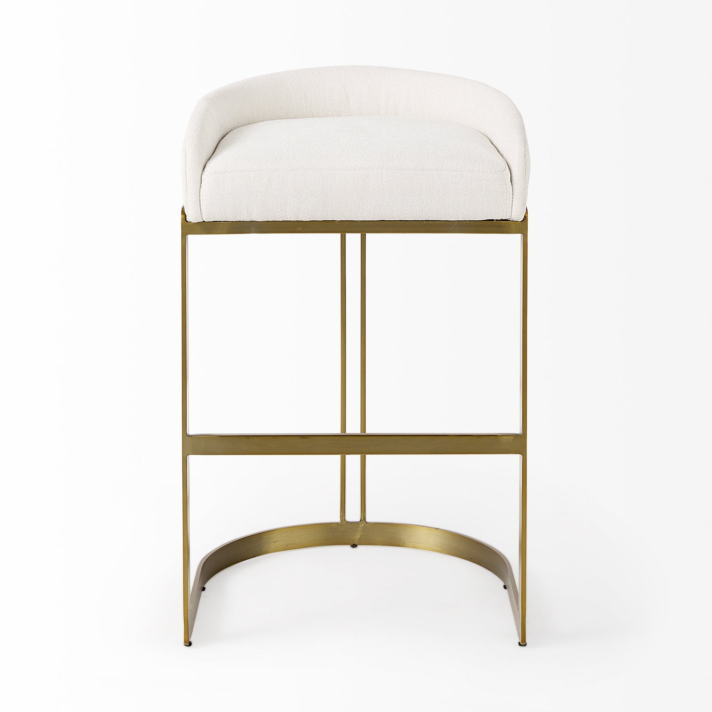 33" Off White And Gold Low Back Bar Stool