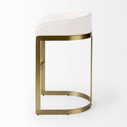 33" Off White And Gold Low Back Bar Stool