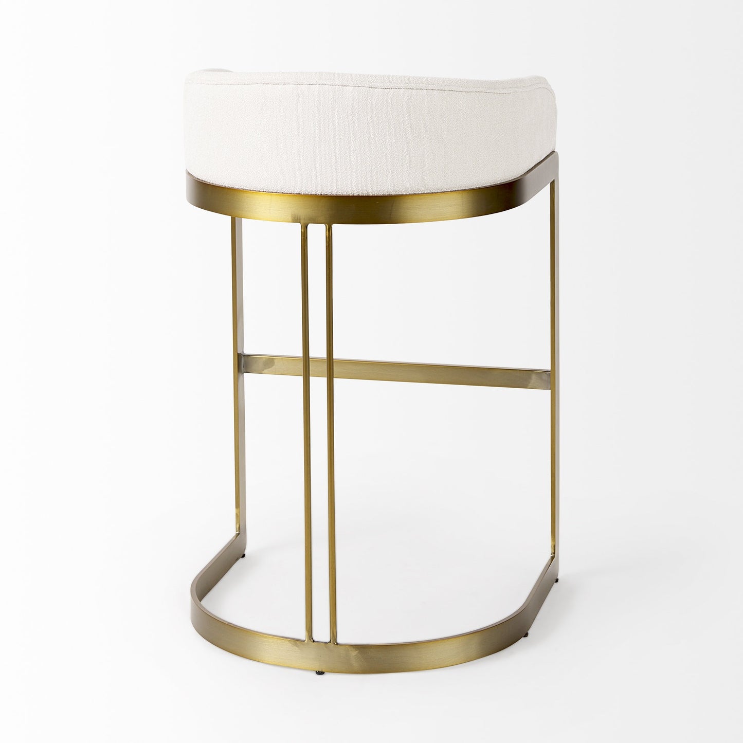 33" Off White And Gold Low Back Bar Stool