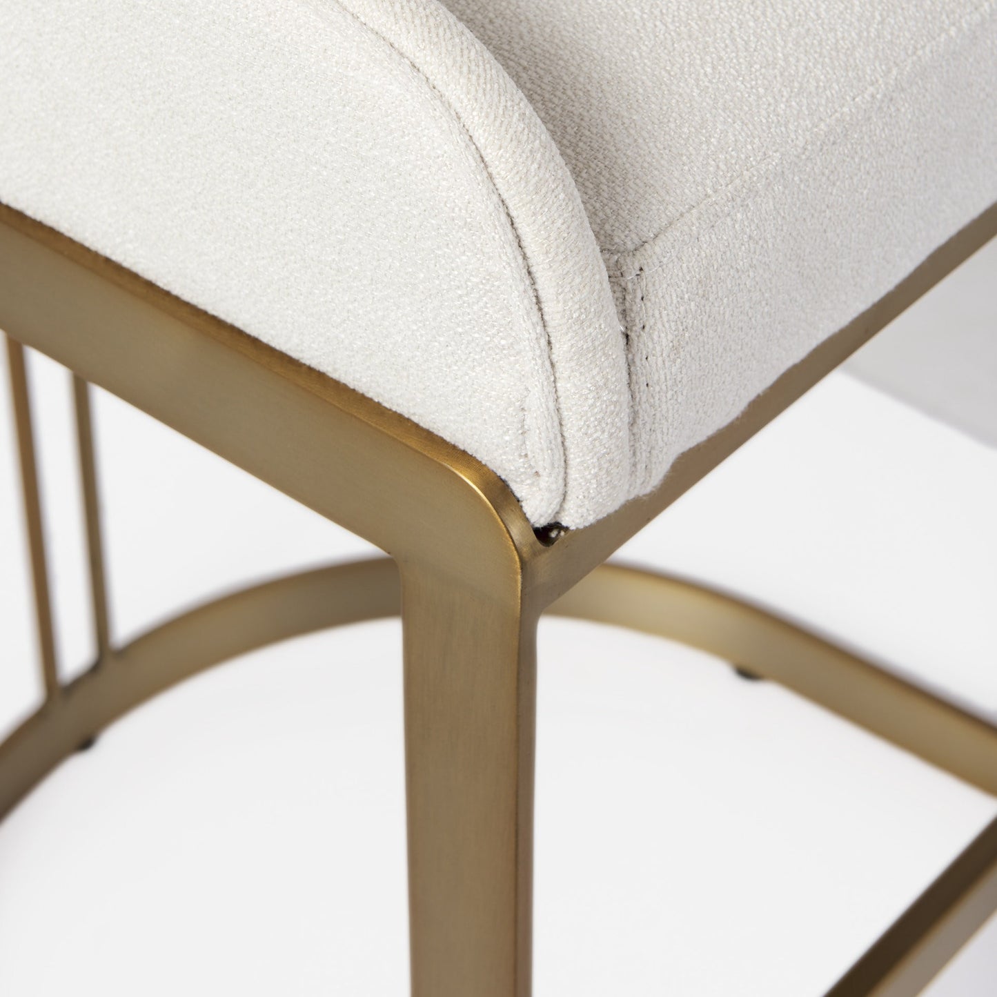 33" Off White And Gold Low Back Bar Stool