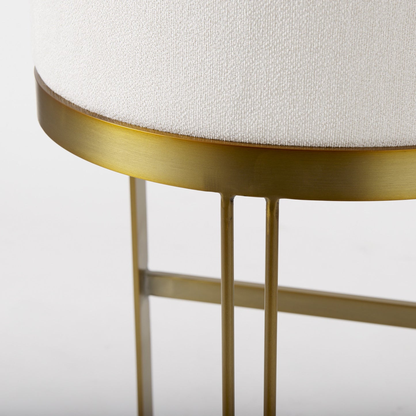 33" Off White And Gold Low Back Bar Stool