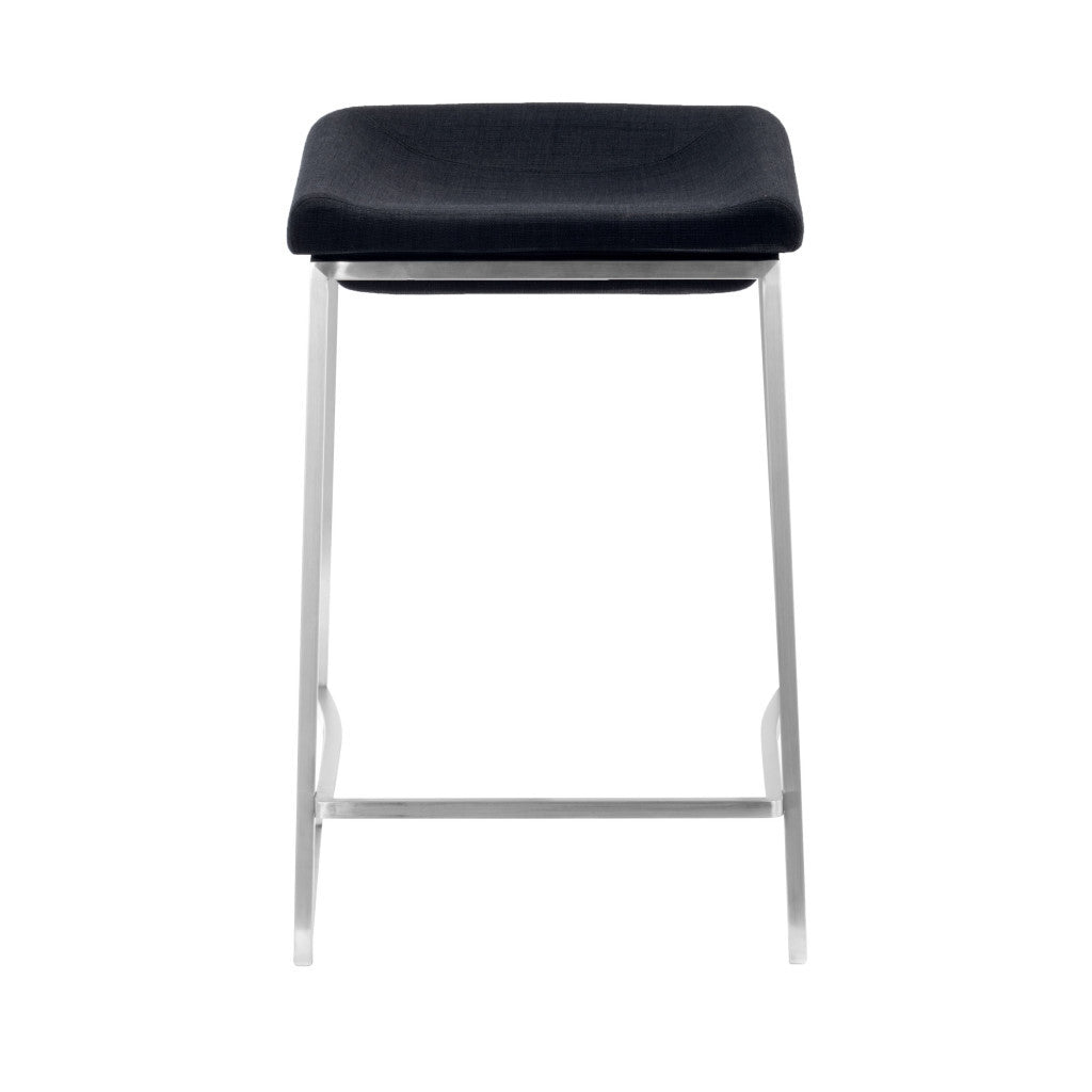 Set of Two Dark Gray and Stainless Indented Counter Stools