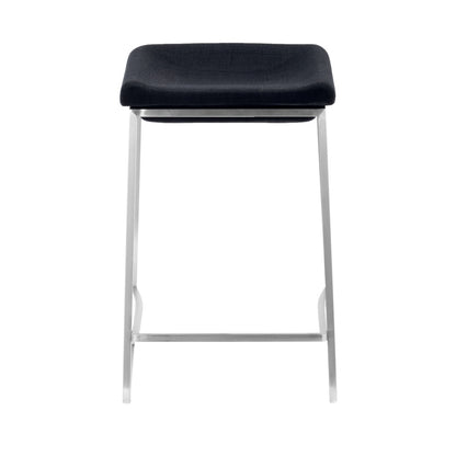 Set of Two Dark Gray and Stainless Indented Counter Stools