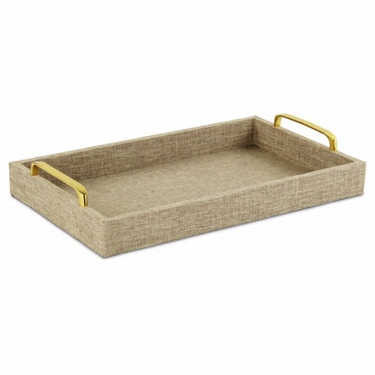 Beige Linen and Wooden Tray