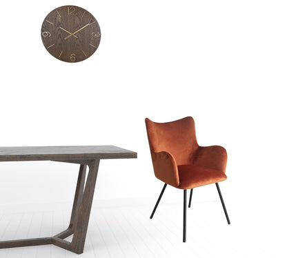 Rust Orange Curvy Velvet and Black Modern Dining Chair