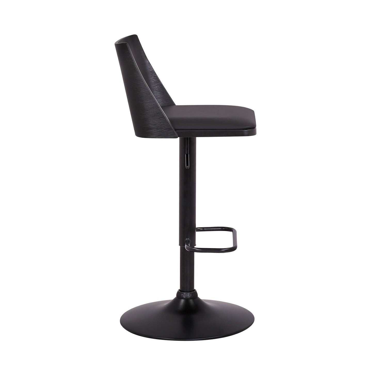 42" Black Faux Leather And Iron Swivel Adjustable Height Bar Chair