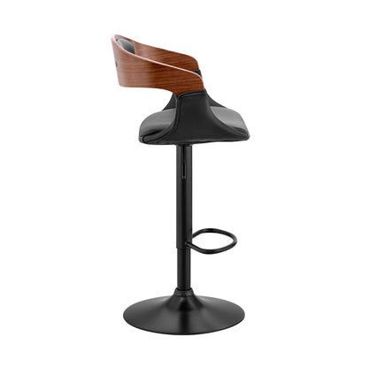 Black Modern Upholstered & Black Base Bar Stool