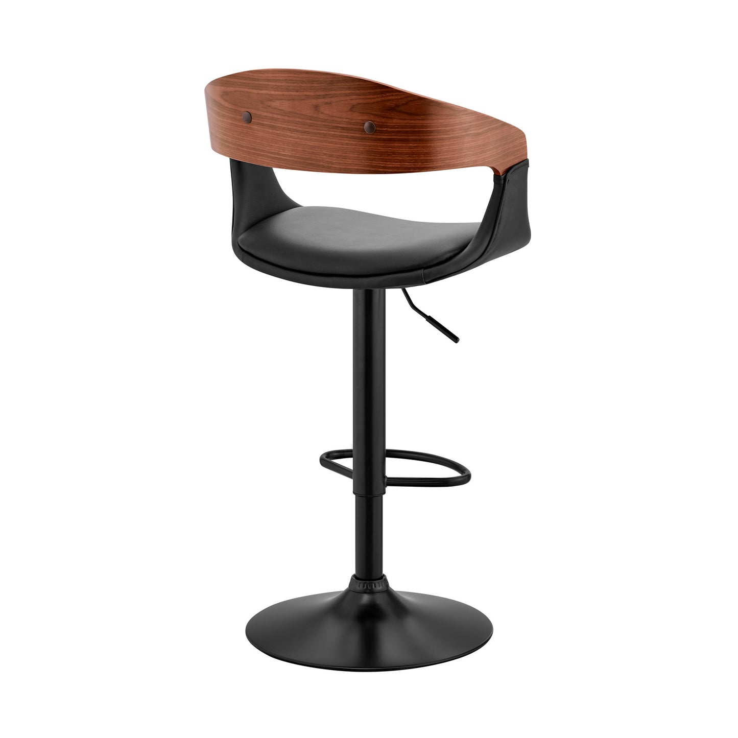 Black Modern Upholstered & Black Base Bar Stool