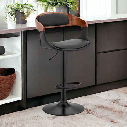 Black Modern Upholstered & Black Base Bar Stool