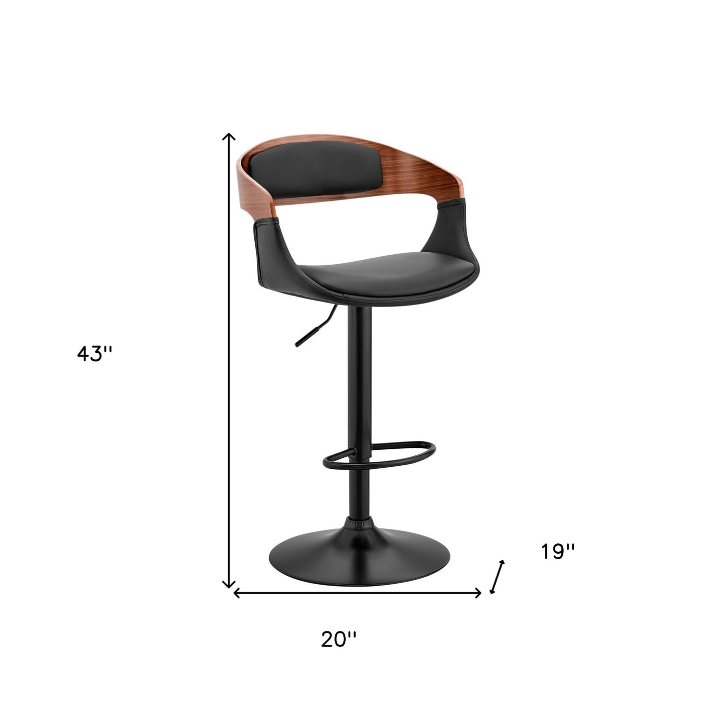 Black Modern Upholstered & Black Base Bar Stool