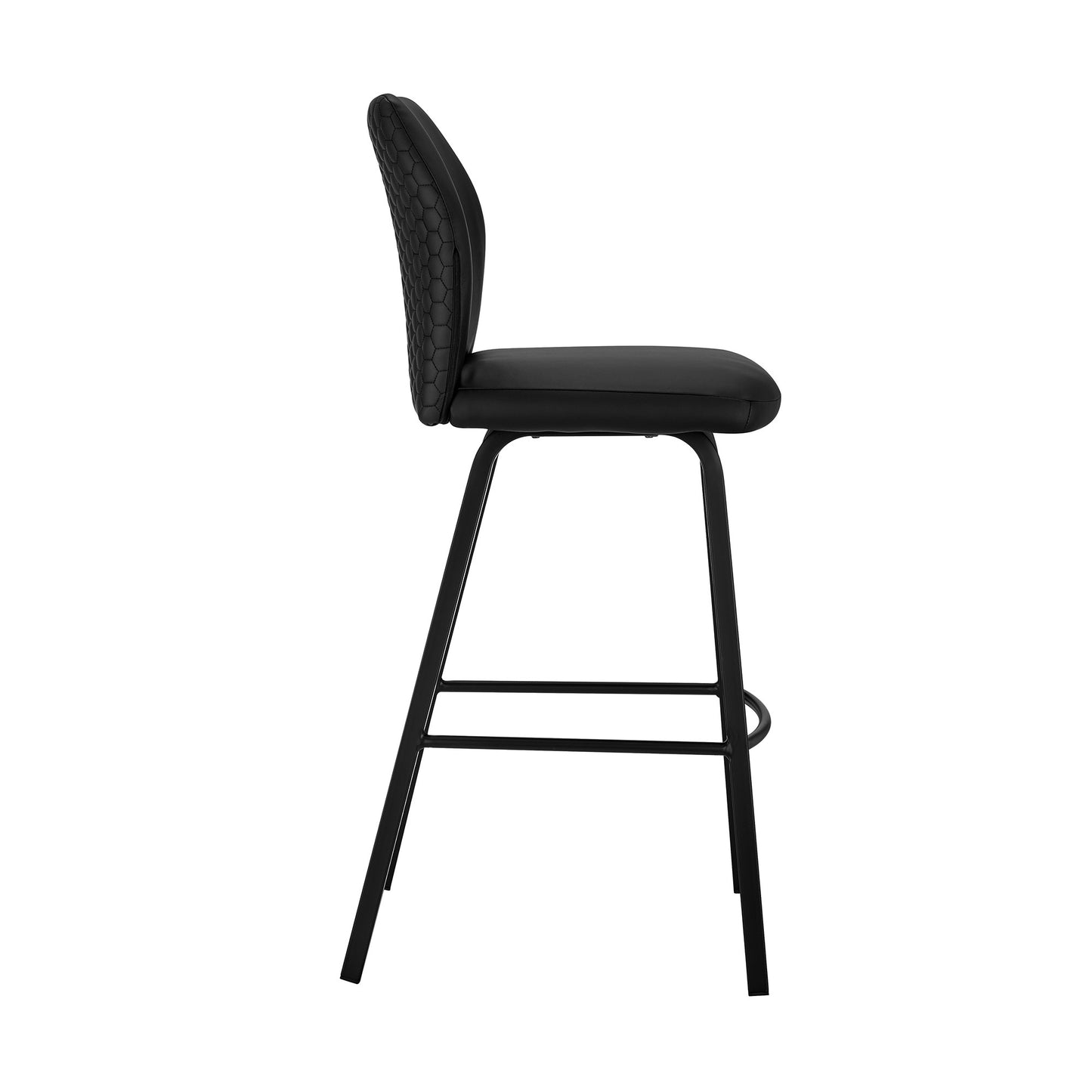 42" Black Faux Leather And Iron Bar Height Chair