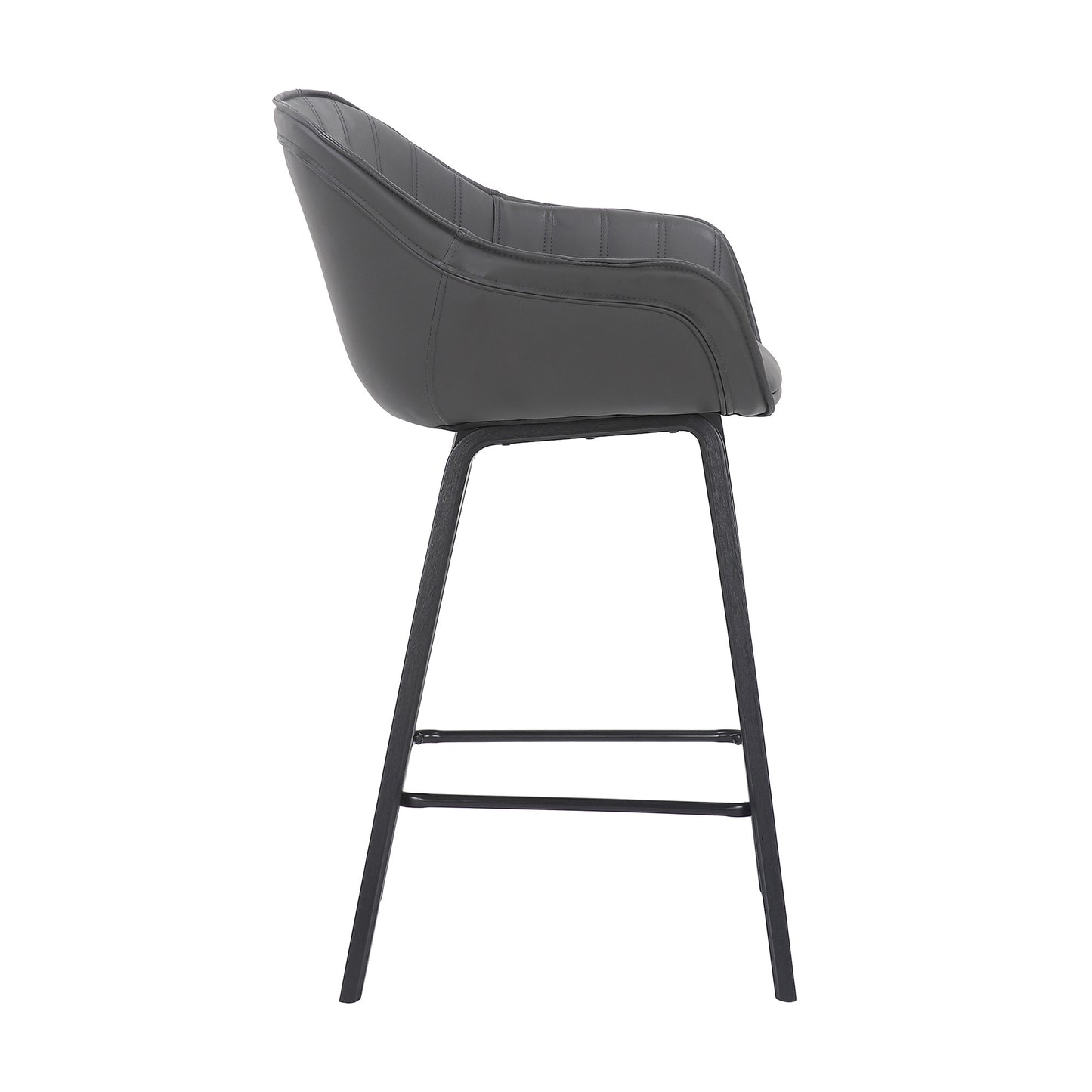 30" Grey Faux Leather Bar Stool with Wooden Frame