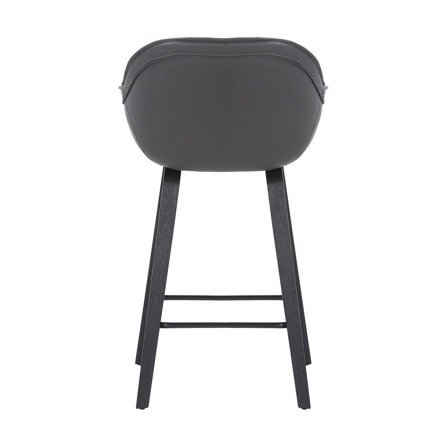 30" Grey Faux Leather Bar Stool with Wooden Frame