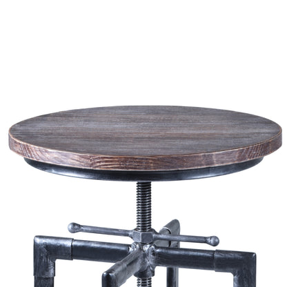 Adjustable Industrial Pine Wood Swivel Bar Stool