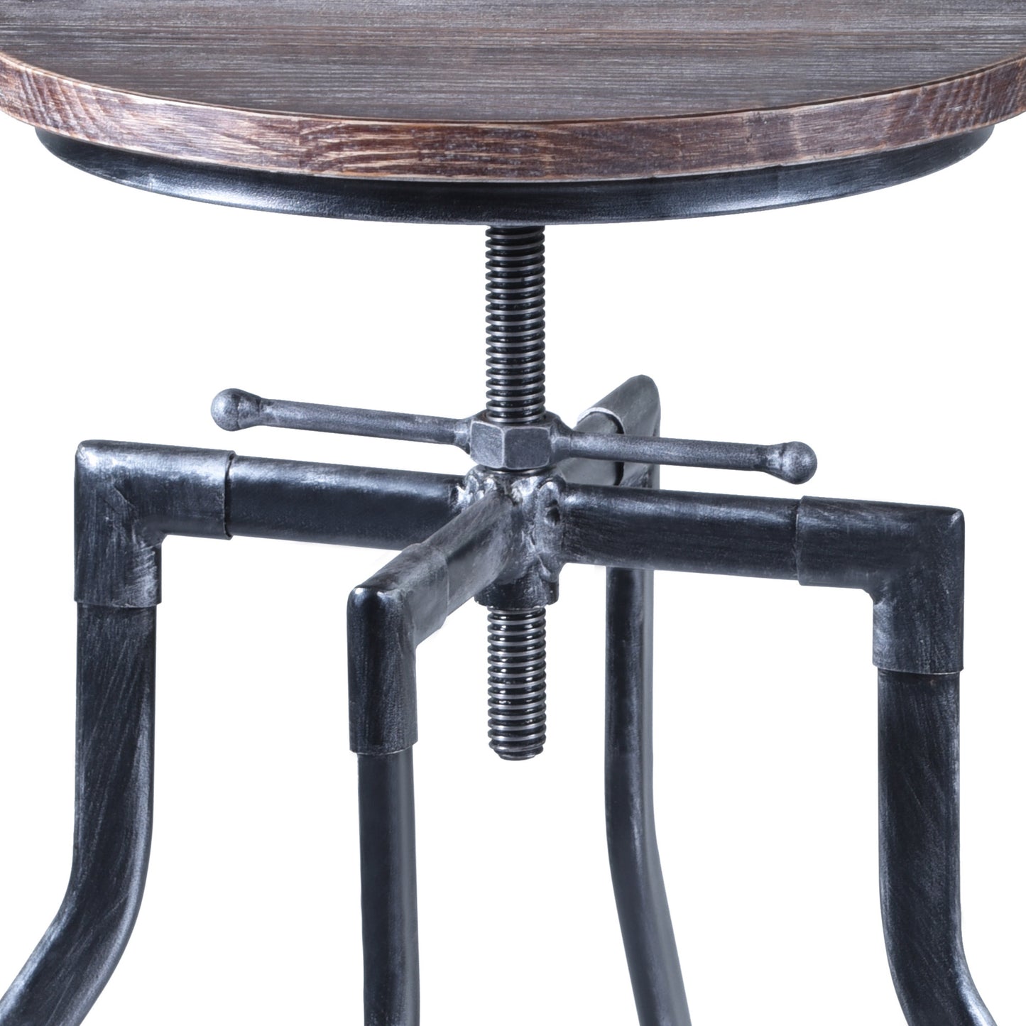 Adjustable Industrial Pine Wood Swivel Bar Stool