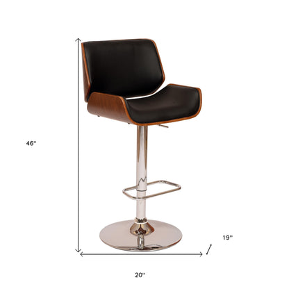 Black Upholstered Chrome Base Adjustable Bar Stool