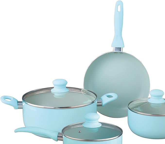 Brentwood 7 Piece Nonstick Aluminum Cookware Set in Blue