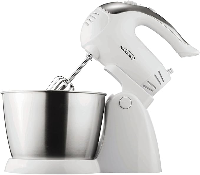 Brentwood 5-Speed Stand Mixer Stainless Steel Bowl 200W in White SM-1152