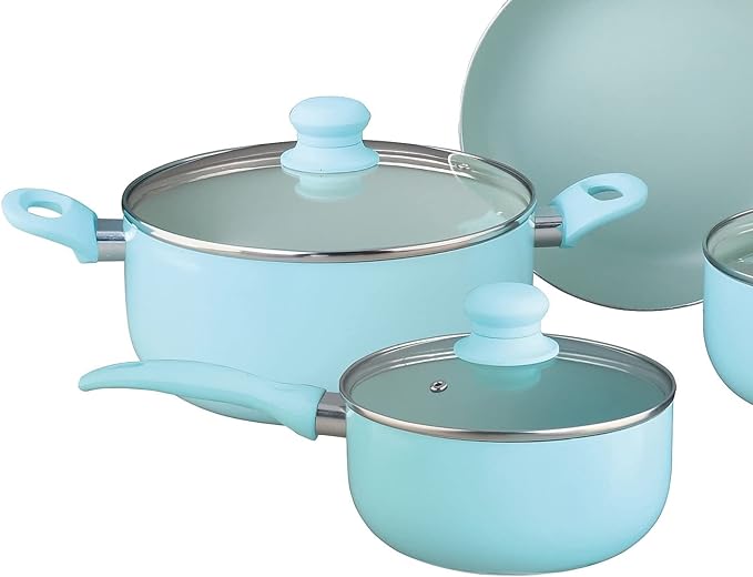 Brentwood 7 Piece Nonstick Aluminum Cookware Set in Blue