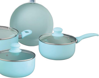 Brentwood 7 Piece Nonstick Aluminum Cookware Set in Blue