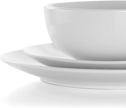 Elama Luna 18 Piece Porcelain Dinnerware Set in White EL-LUNA18