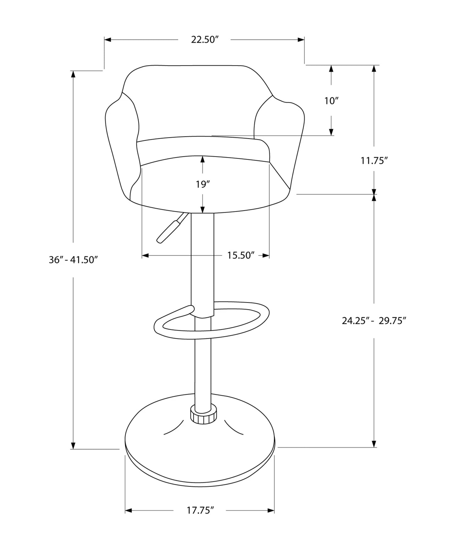 36" White And Silver Metal Low Back Bar Height Bar Chair With Footrest