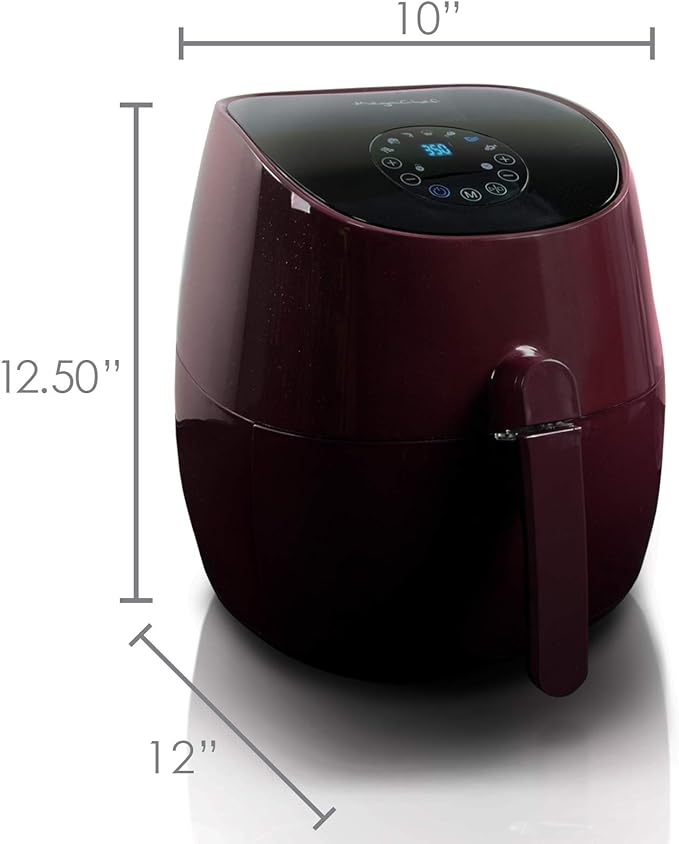 MegaChef 3.5 Quart Airfryer And Multicooker With 7 Pre-Programmed Settings in Burgundy