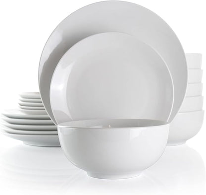 Elama Luna 18 Piece Porcelain Dinnerware Set in White EL-LUNA18