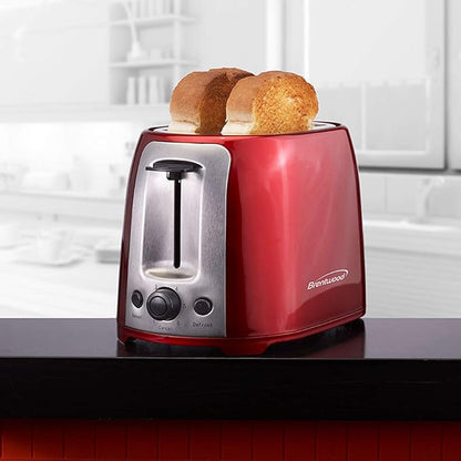 Brentwood 2 Slice Cool Touch Toaster in Red and Stainless Stee