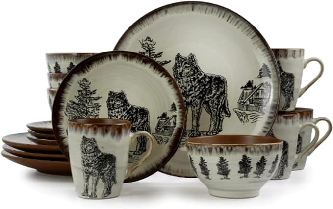 Luxurious Stoneware Dinnerware with Complete Setting for 4